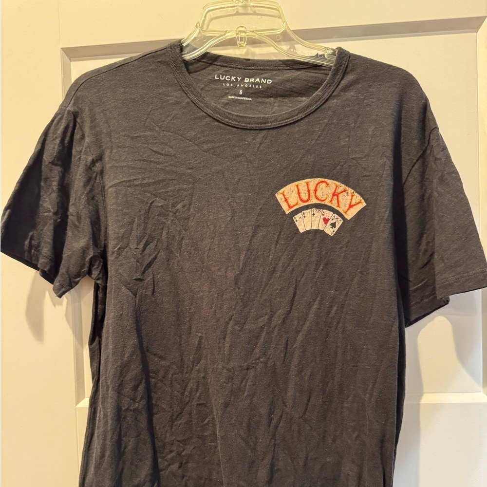 Lucky Brand Men's Charcoal Tee with Lucky Graphic